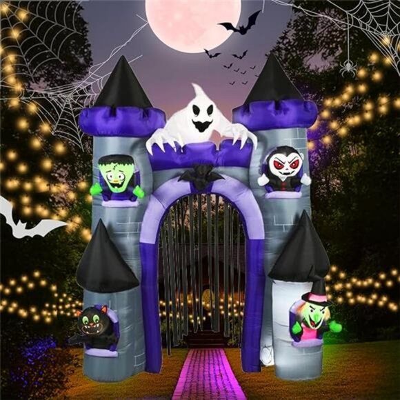11 FT Halloween Inflatable Haunted Castle Archway, Giant Blow Up Outdoor - Picture 7 of 7